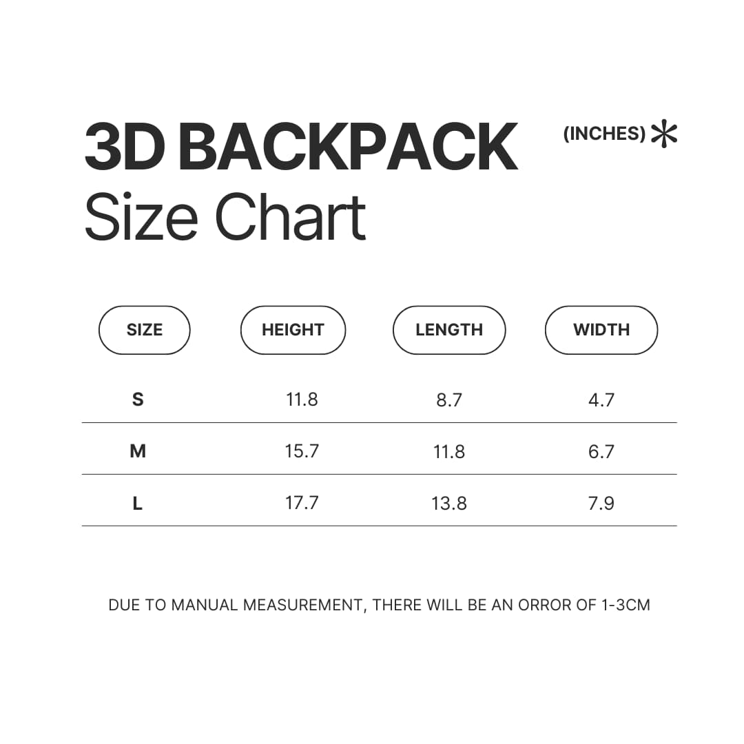 3D Backpack Size Chart - Angry Birds