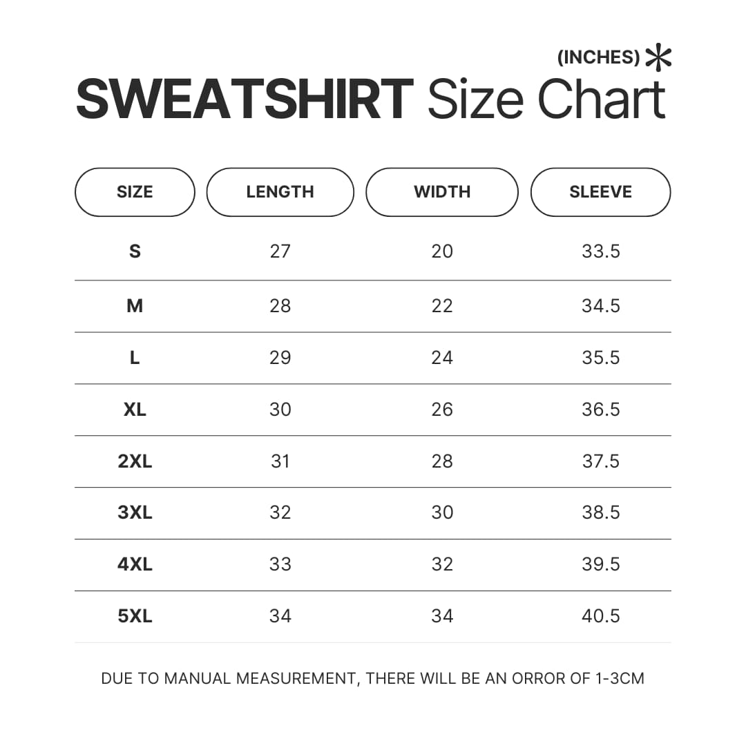 Sweatshirt Size Chart - Angry Birds