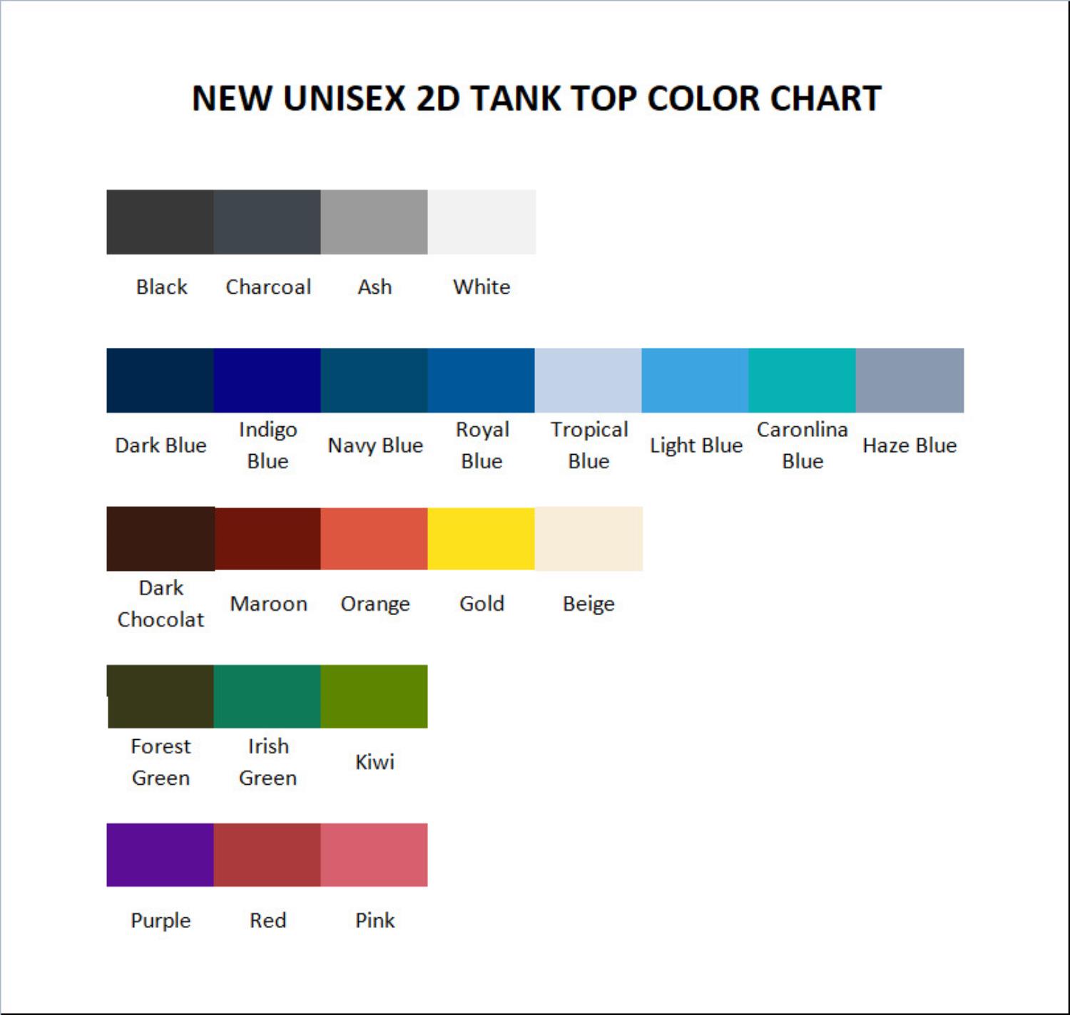 tank top color chart - Angry Birds