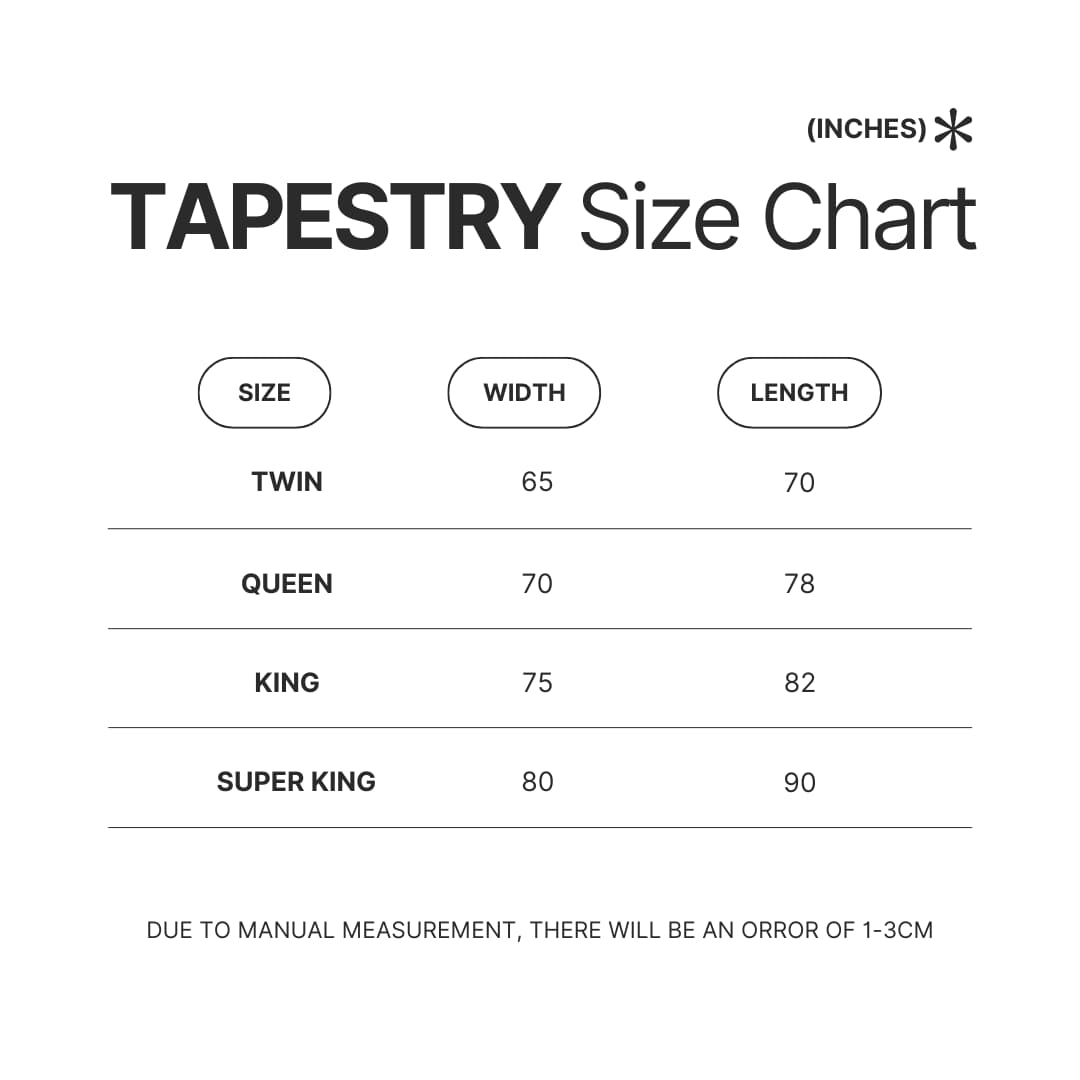 Tapestry Size Chart - Angry Birds